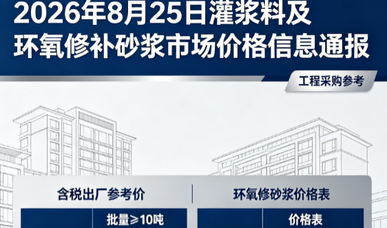 图木舒克2026年8月25日灌浆料及环氧修补砂浆市场价格信息通报
